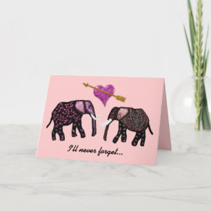 Metallic Pink Elephants Valentine Cards