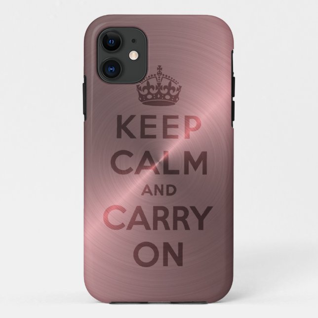 Metallic Pink Keep Calm And Carry On Case-Mate iPhone Case (Back)