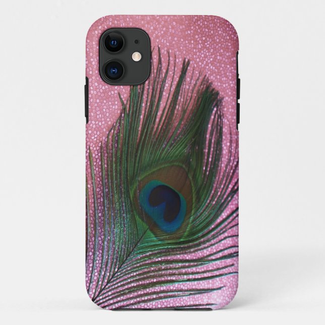 Metallic Pink Peacock Feather Still Life Case-Mate iPhone Case (Back)