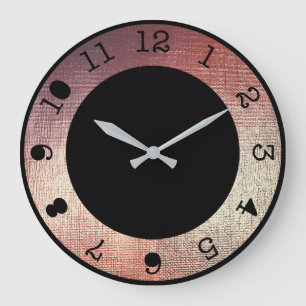 Metallic Pink Rose Gold Blush Contemporary Black Large Clock