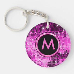 Metallic Pink Sequence Disco Glitter Key Ring
