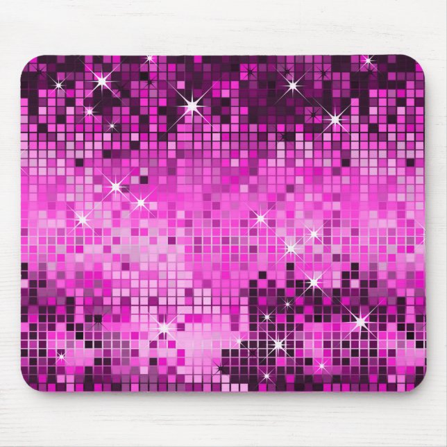 Metallic Pink Sequins Look Disco Mirrors Bling Mouse Pad (Front)