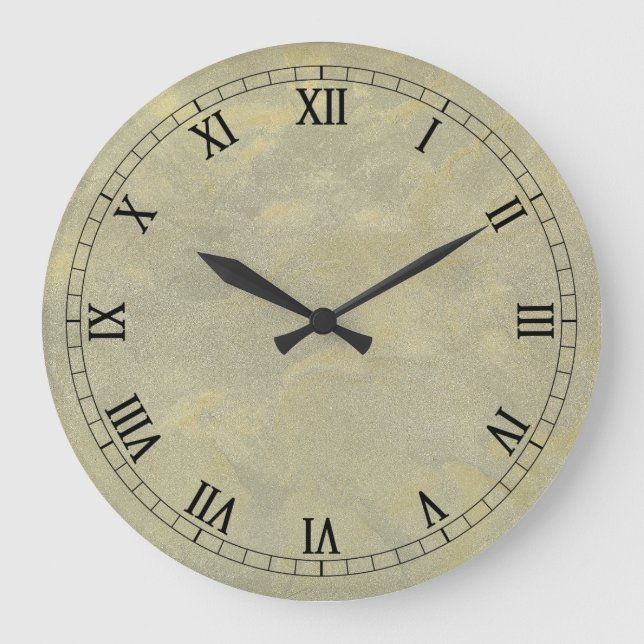 Metallic Plaster Faux Finish Wallclock Roman Numer (Front)