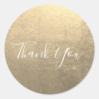 Metallic Platinum Gold Thank You Classic Round Sticker