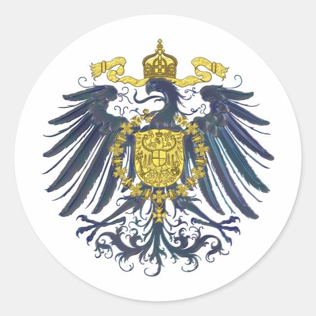 Metallic Preussian Eagle Classic Round Sticker (Front)