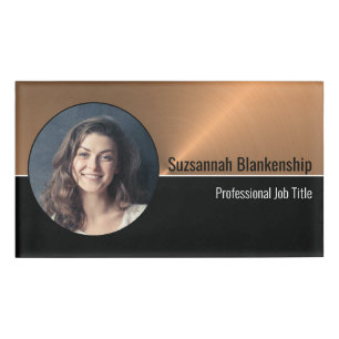 Metallic Professional Copper Flare Custom Photo Name Tag
