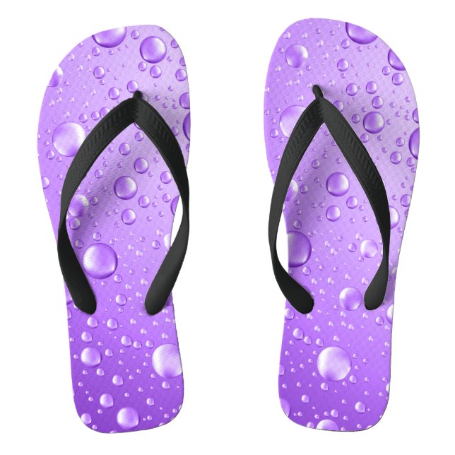 Metallic Purple Abstract Rain Drops Thongs (Footbed)