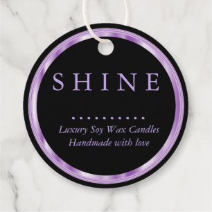 Metallic Purple and Black Favour Tags