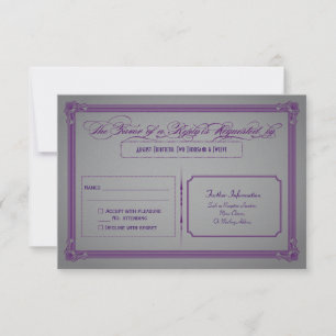 Metallic Purple and Grey Wedding RSVP
