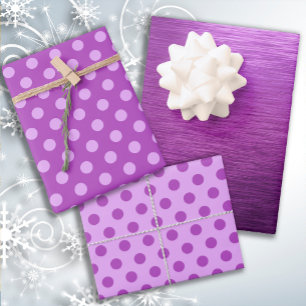 Metallic Purple Berry Shades Dot Christmas Wrapping Paper Sheet