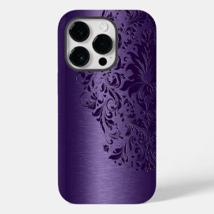 Metallic Purple Brushed Aluminium Purple Lace iPhone Case
