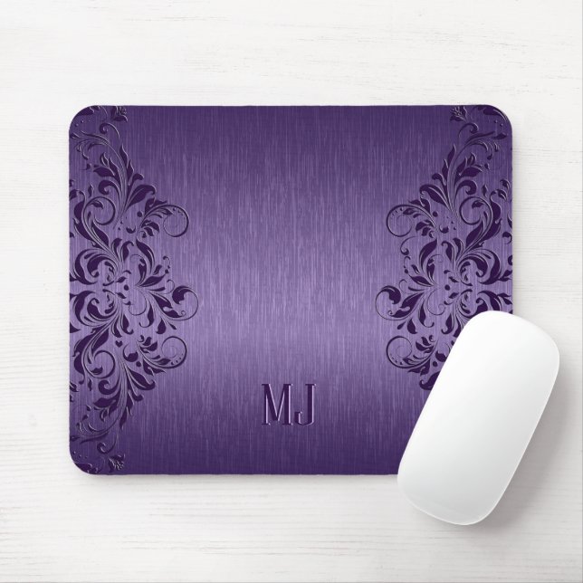 Metallic Purple Brushed Aluminium Purple Lace Mouse Pad (With Mouse)