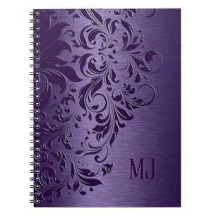 Metallic Purple Brushed Aluminium Purple Lace Notebook