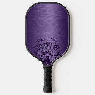 Metallic Purple Brushed Aluminium Purple Lace Pickleball Paddle