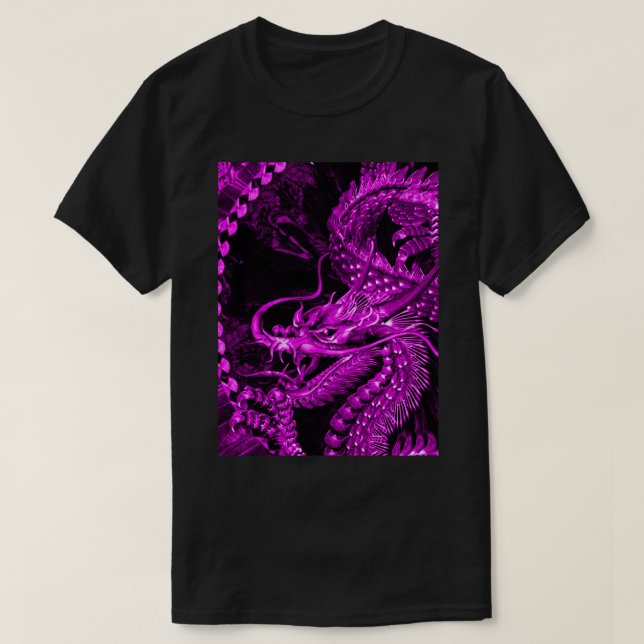 Metallic Purple Chinese Dragon Art Graphic Tee (Design Front)