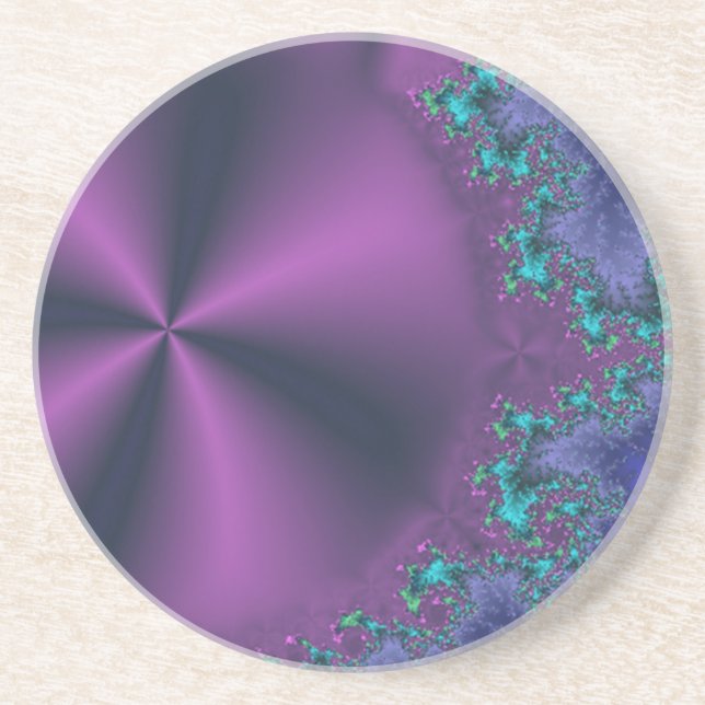 Metallic Purple Cone With Aqua Foam Abstract Coaster (Front)