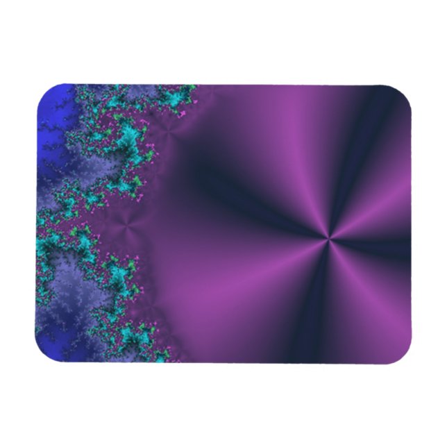 Metallic Purple Cone With Aqua Foam Abstract Magnet (Horizontal)