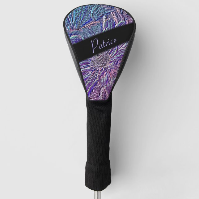 Metallic Purple Floral Golf Head Cover (Front)