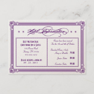 Metallic Purple & Gold Hotel Information Enclosure Card