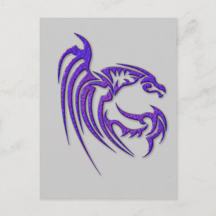 Metallic Purple Hammered Metal Dragon Postcard