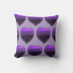 Metallic Purple Hearts Cushion
