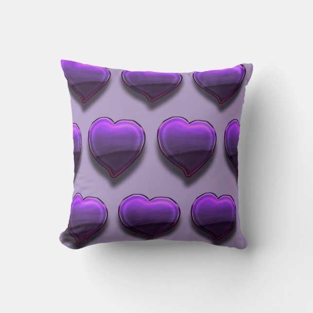 Metallic Purple Hearts  Cushion (Front)