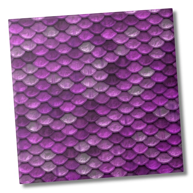 Metallic Purple Mermaid Scales Pattern Ceramic Tile (Glam Metallic Purple Mermaid Scales Fish Pattern ceramic tile)
