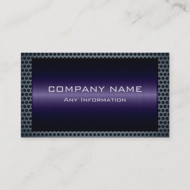 Metallic Purple Stainless Grey Steel Hole Look #2 Business Card (Front)