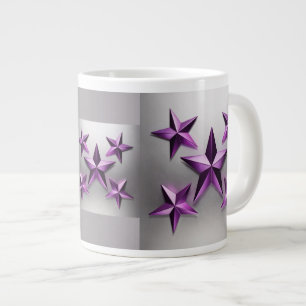 Metallic Purple Stars Gradient Grey Jumbo Mug
