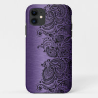 Metallic Purple With Black Paisley Lace