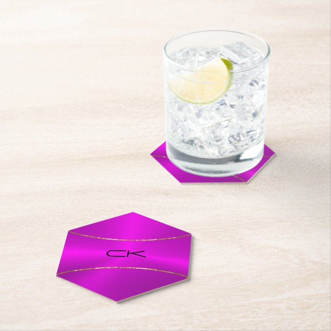 Metallic purple with gold accent paper coaster (Insitu)