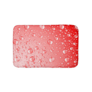 Metallic Red Abstract Rain Drops Bath Mat