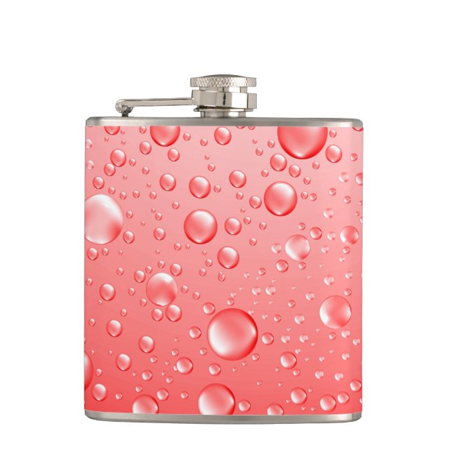 Metallic Red Abstract Rain Drops Hip Flask (Front)