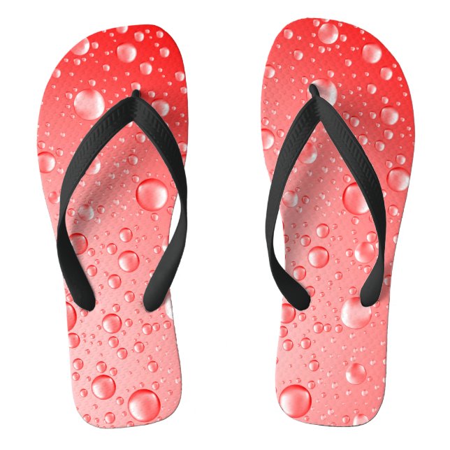 Metallic Red Abstract Rain Drops Thongs (Footbed)