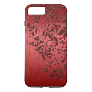 Metallic Red Background With Dark Red Lace iPhone 8 Plus/7 Plus Case