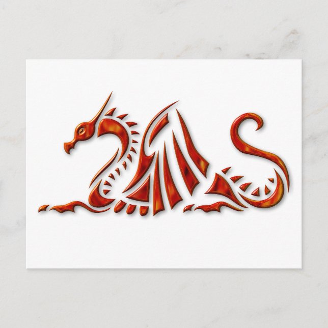 Metallic Red Beveled Dragon Postcard (Front)
