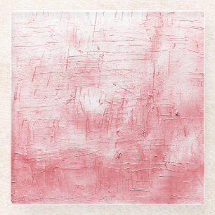Metallic Red Canvas: Brushstroke Elegance. Glass Coaster