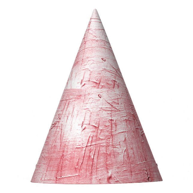 Metallic Red Canvas: Brushstroke Elegance. Party Hat (Front)