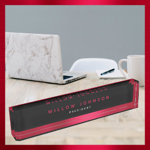 Metallic Red Classy Executive Business Gift  Nameplate