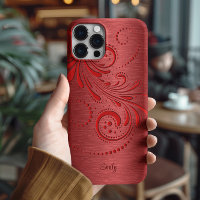 Metallic Red Girly Red Swirl