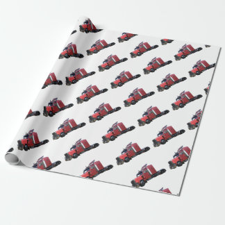 Metallic Red Semi Tractor Traler Truck Wrapping Paper