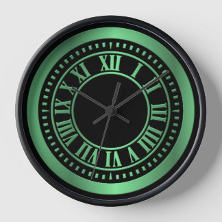 Metallic Roman Numerals Clock Face - Green