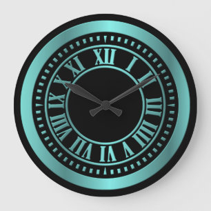 Metallic Roman Numerals Clock Face - Teal