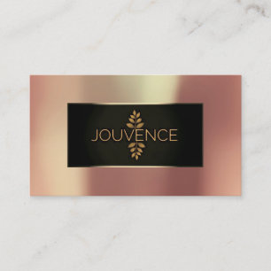 Metallic Rose Gold Black Champaign Jouvence Logo Business Card