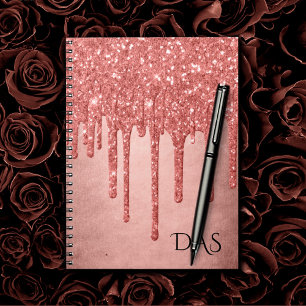 Metallic Rose Gold Drip Elegant Terrra Cotta Ice Notebook