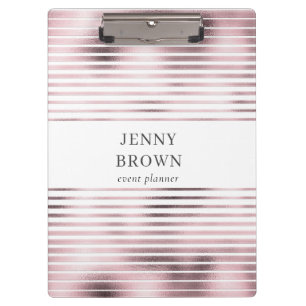 metallic rose gold foil stripes monogram clipboard