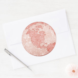 Metallic Rose Gold Glitter Globe Stickers