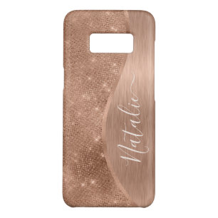 Metallic Rose Gold Glitter Personalised Case-Mate Samsung Galaxy S8 Case