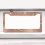 Metallic Rose Gold Glitter Personalised Licence Plate Frame<br><div class="desc">Easily personalise this rose gold brushed metal and glamourous faux glitter patterned license plate frame with your own custom name.</div>