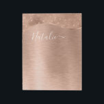 Metallic Rose Gold Glitter Personalised Notepad<br><div class="desc">Easily personalise this rose gold brushed metal and glamourous faux glitter patterned notepad with your own custom name.</div>